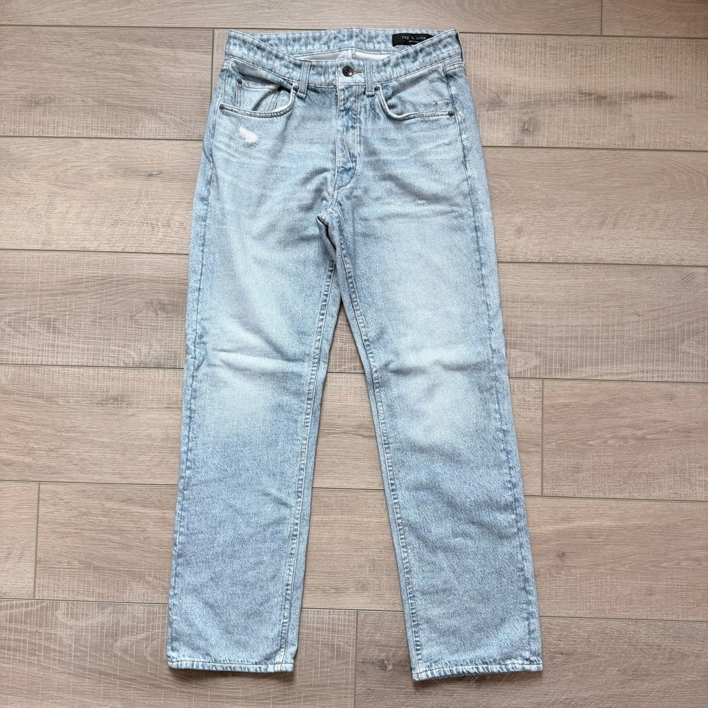Rag & Bone Jeans Mens 29 Light Blue Acid Wash Straight Leg Cotton Button Fly